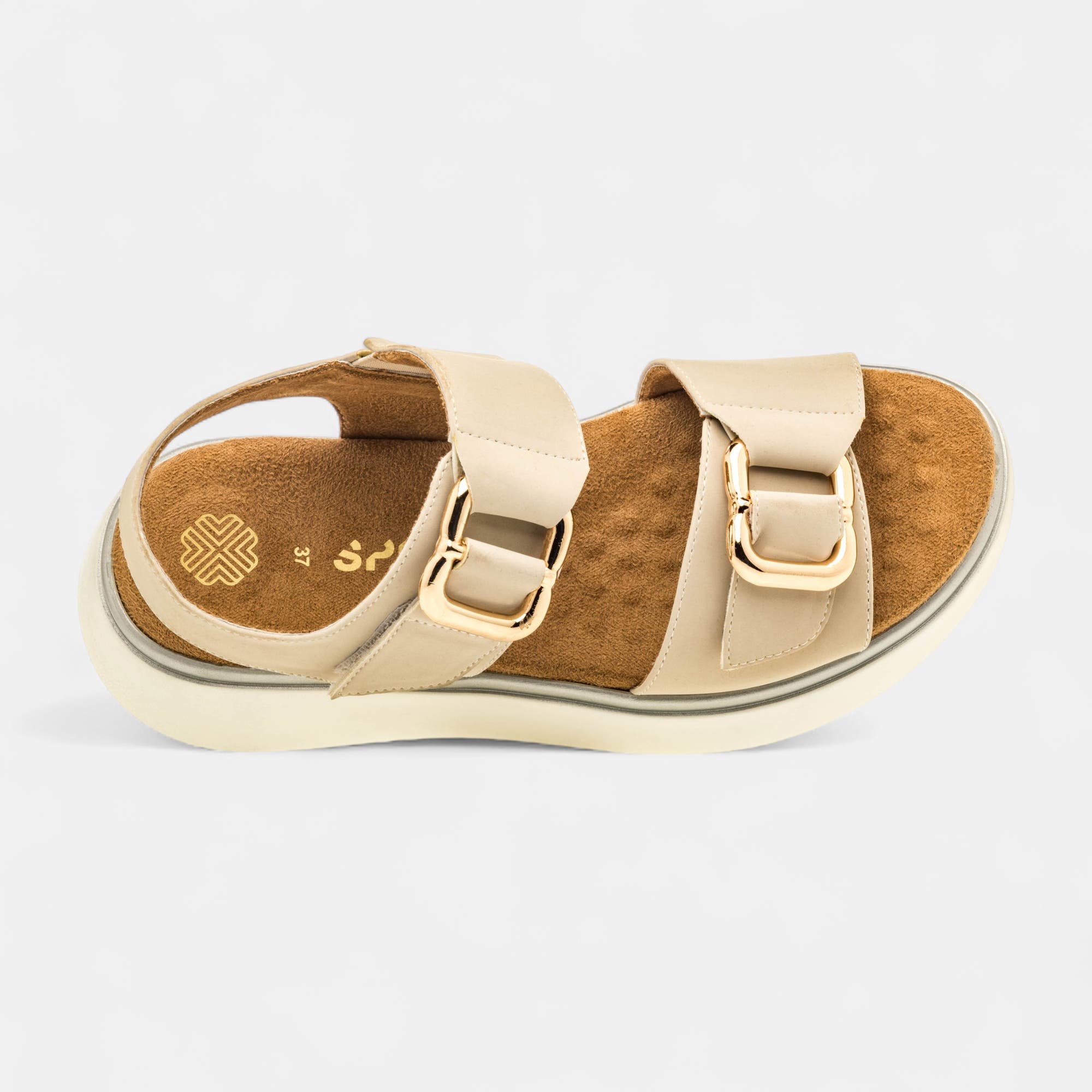 Sandales à talon compensé Femme beige