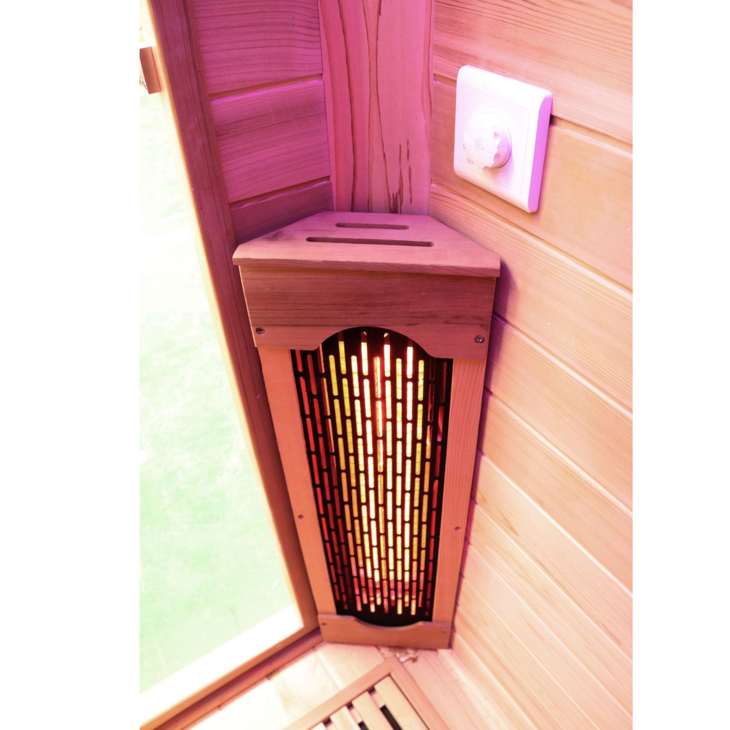 Dewello® Infrarotkabine Infrarotsauna TORONTO 102cm x 102cm inkl. 3 Vollspektrumstrahler, Bodenstrahler, 1 Person, LED