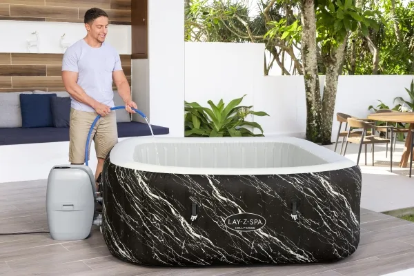 Bestway Lay-Z-Spa 6001F, 778 L, 6 person(er), Firkant, Boble/Jet massage, ABS, Polyethylenterephthalatfolie (PET), Polyvinylchlorid (PVC), Sort, Hvid