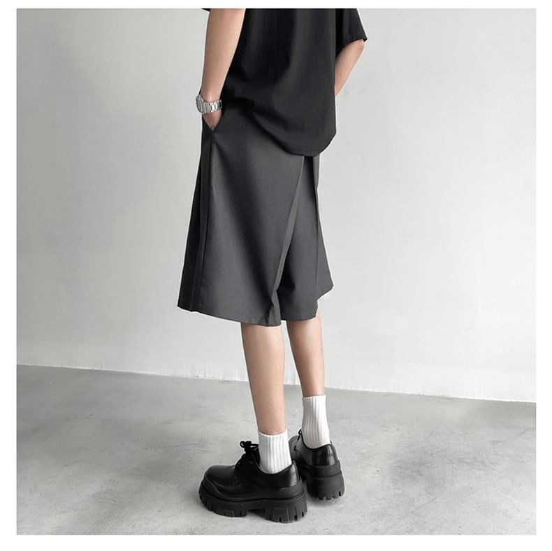 Filmas - Mid Rise Plain Wide Leg Dress Shorts
