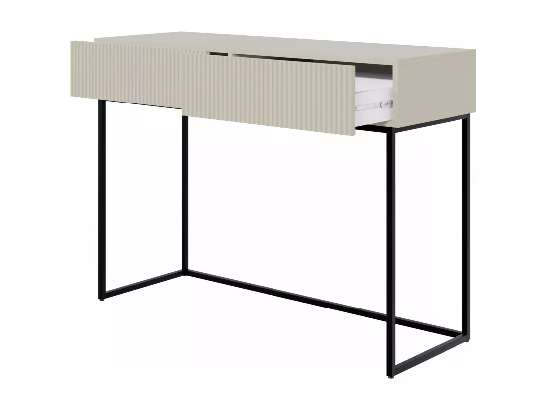 Coiffeuse avec tiroirs - grėge - 110 cm - avec pieds noirs - VELDIO