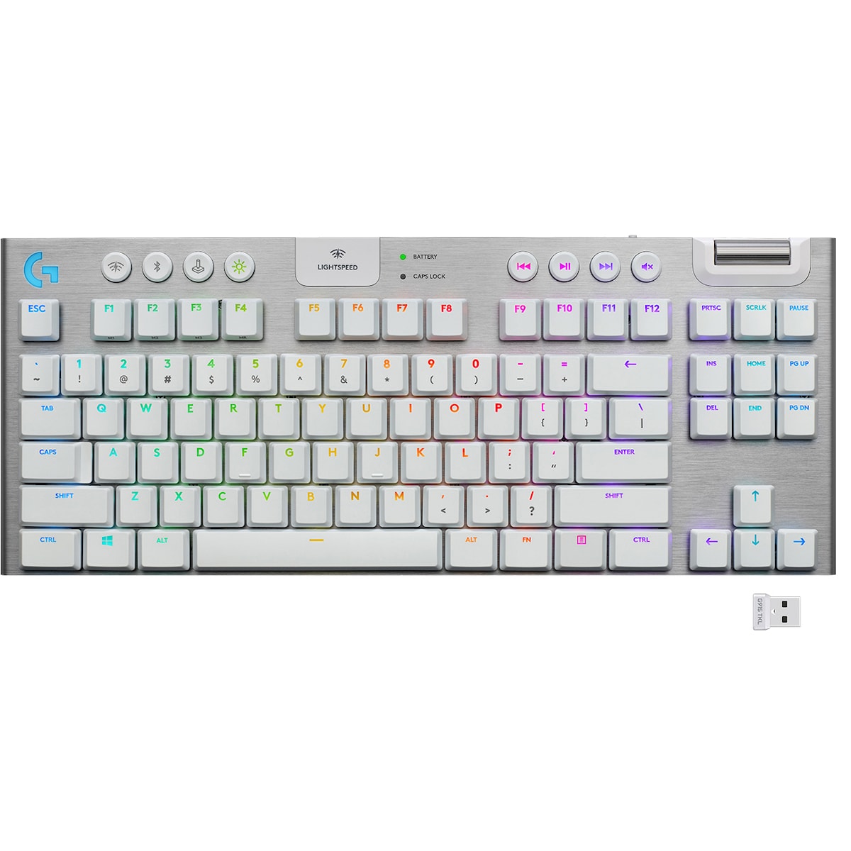 Logitech G915 Lightspeed tenkeyless trådløst gamingtastatur (hvit)