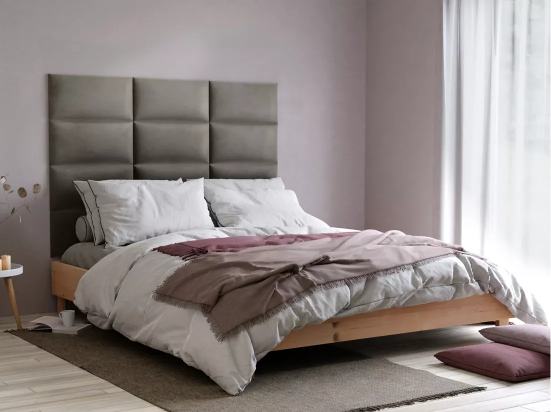 Panneaux muraux tête de lit - 180 cm - Velours - Taupe - BONTE de Pascal Morabito