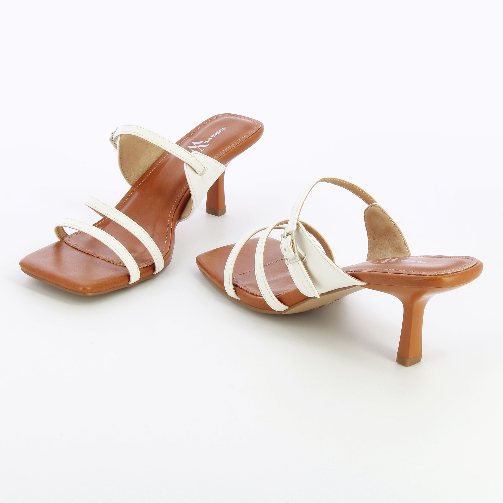 Sandales à talon, Compensées-Mules kitten heel Axelle blanches