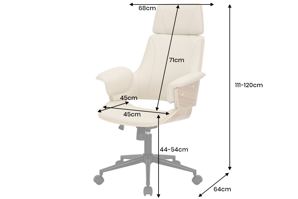 Höhenverstellbarer Bürostuhl MANHATTAN natur Eiche creme beige Kunstleder drehbar