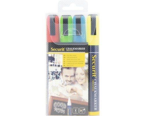 Krijtpotloden, kalligrafiepunt 2-6 mm, diverse kleuren, 4 kleuren