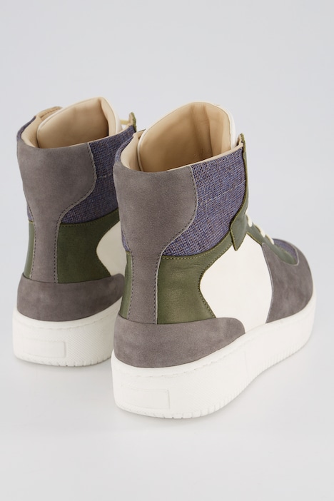 Sneaker, hoher Schaft, Patchlook, Textil, Leder, Weite H