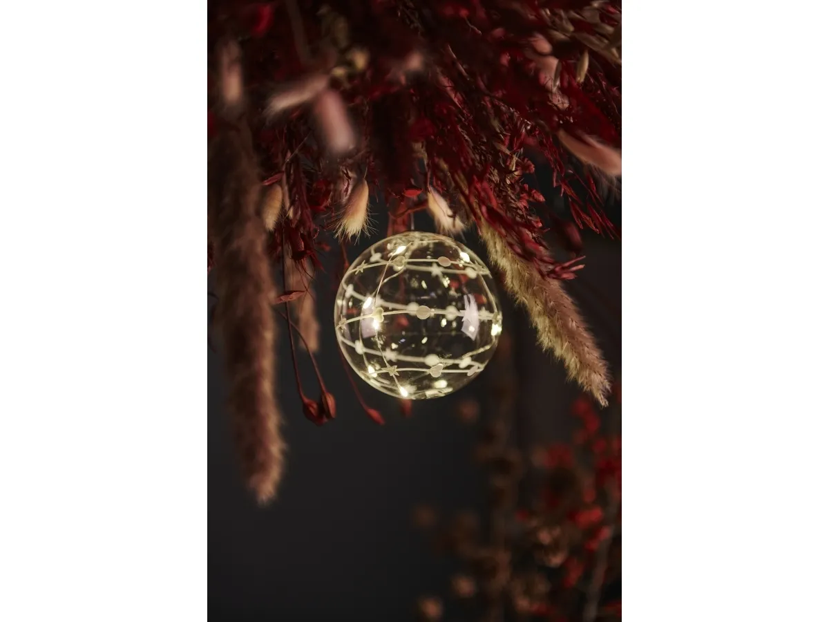 Sirius Home Sweet Christmas Ball, Dekorativ lysfigur, Transparent, Glas, 8 pære(r ), LED, Batteri