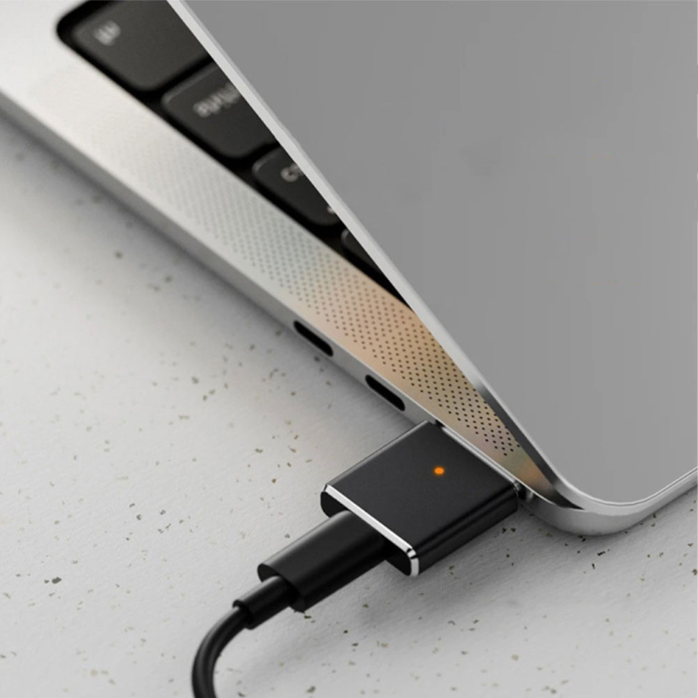 MagSafe 3 auf USB C (w) Aluminium Lade Adapter für MacBook Pro / Air (PD/100W) - Schwarz