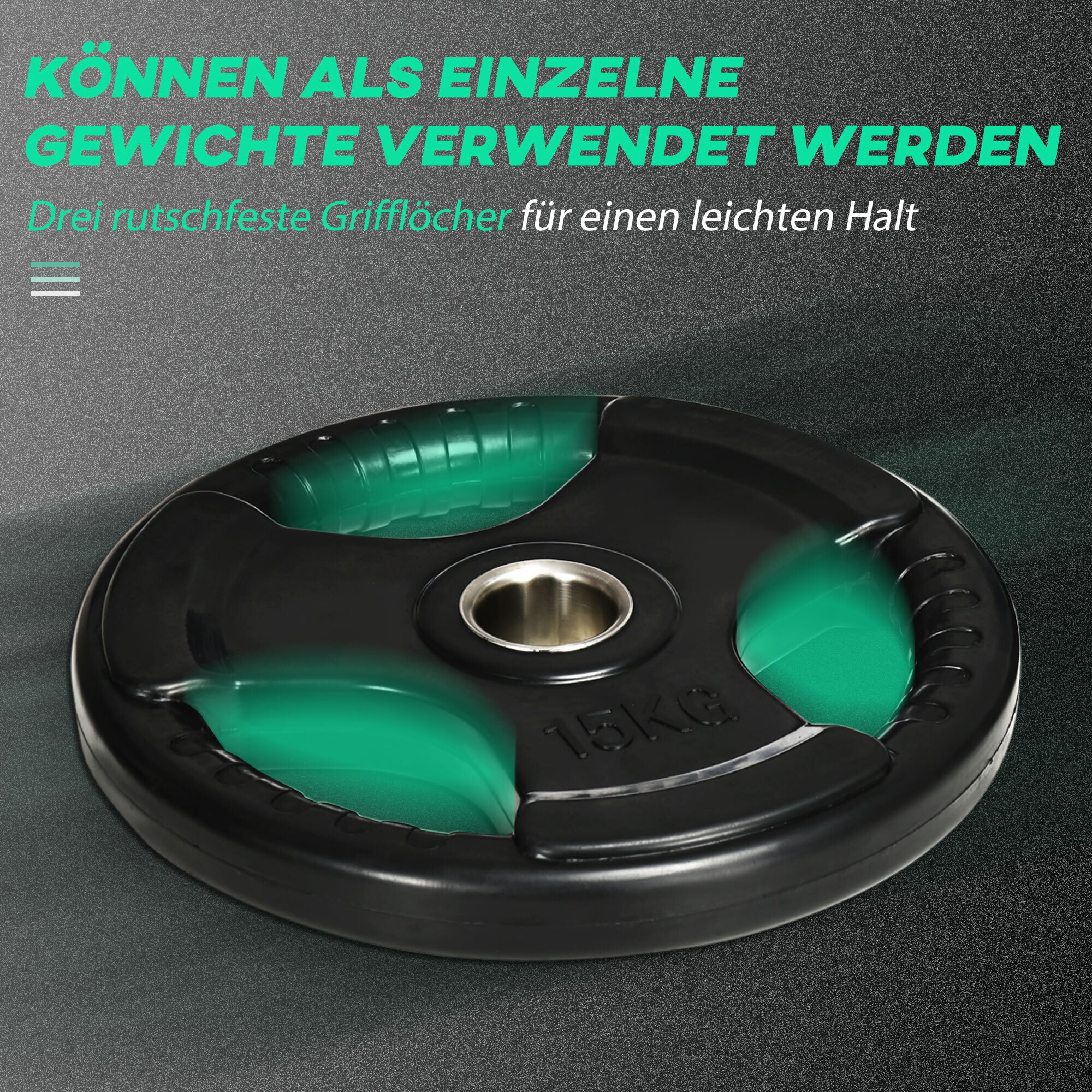 SPORTNOW Hantelscheibe mit 5 cm Bohrung schwarz 36L x 36B x 5H cm