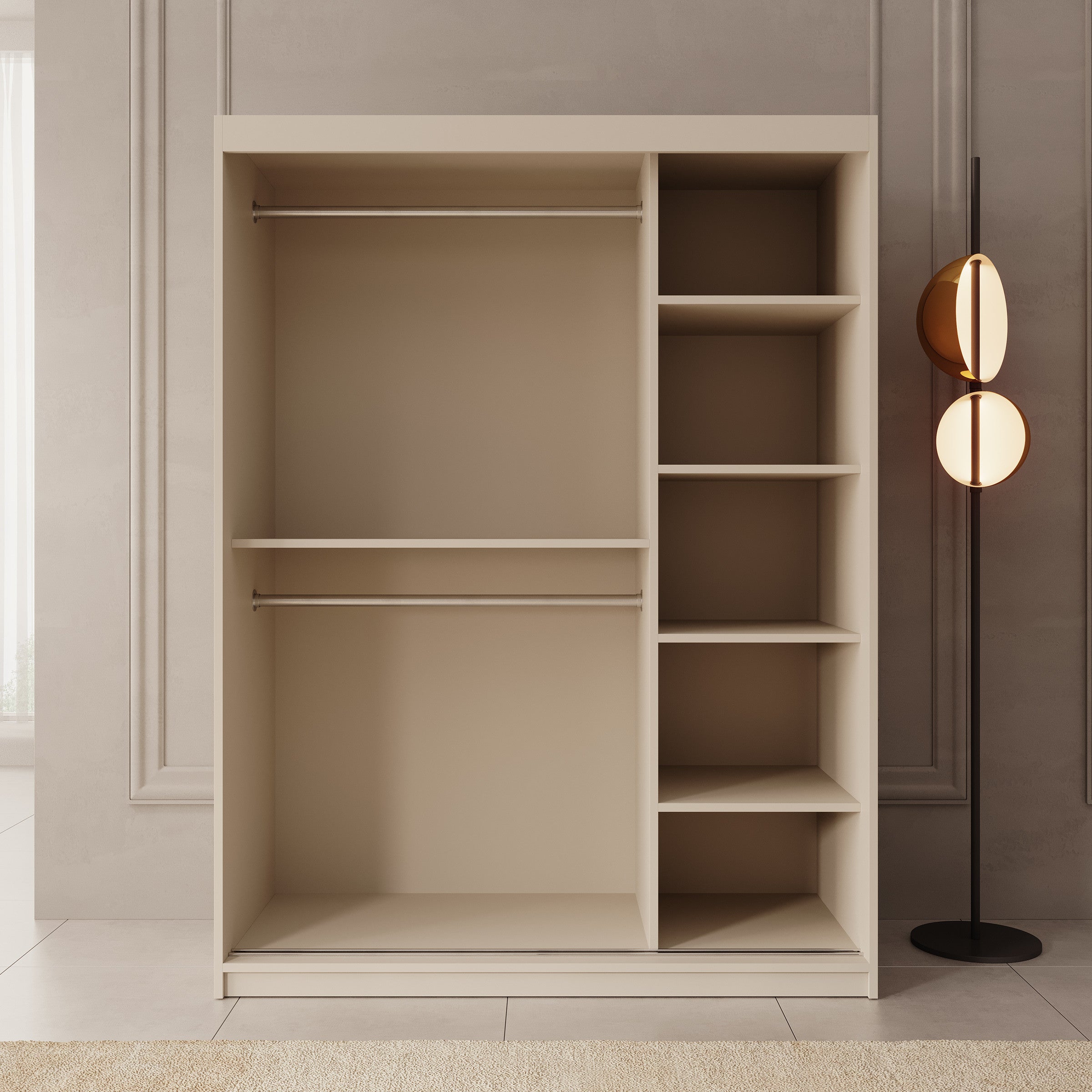 Ulysses - Kledingkast met schuifdeuren - Beige - 150x62x200 cm