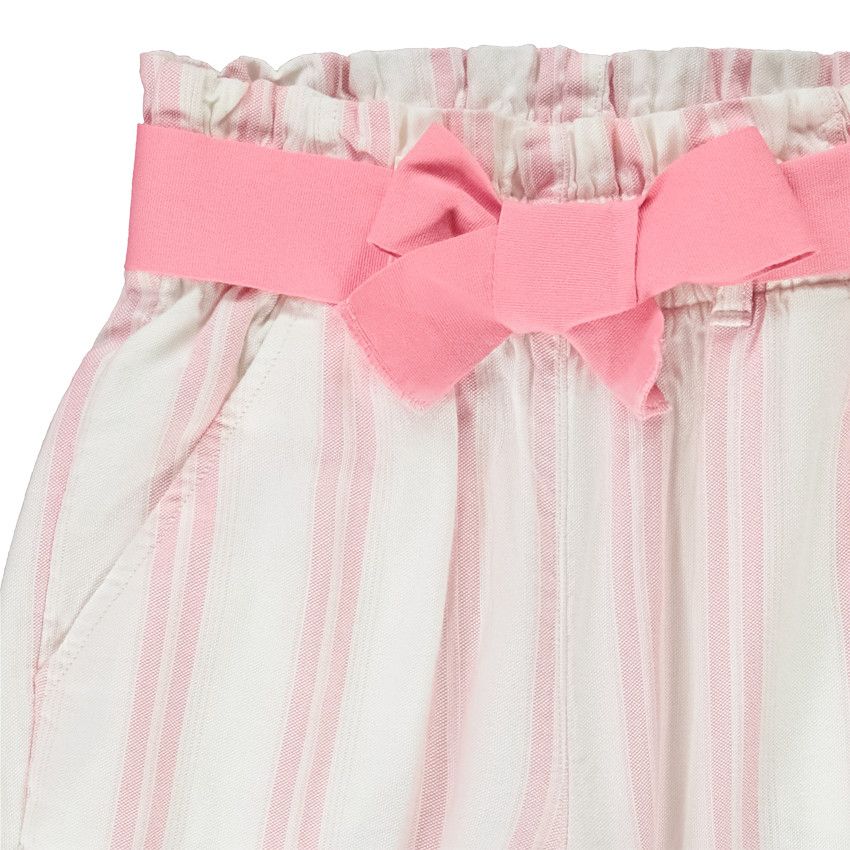 Pantalon fluide en toile à rayures avec ceinture pour fille - Multicolore