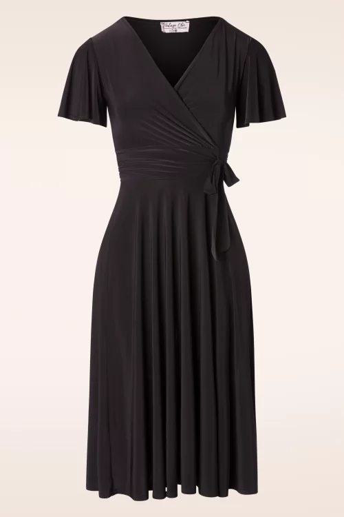 Vintage Chic for Topvintage Irene overslag swingjurk in zwart