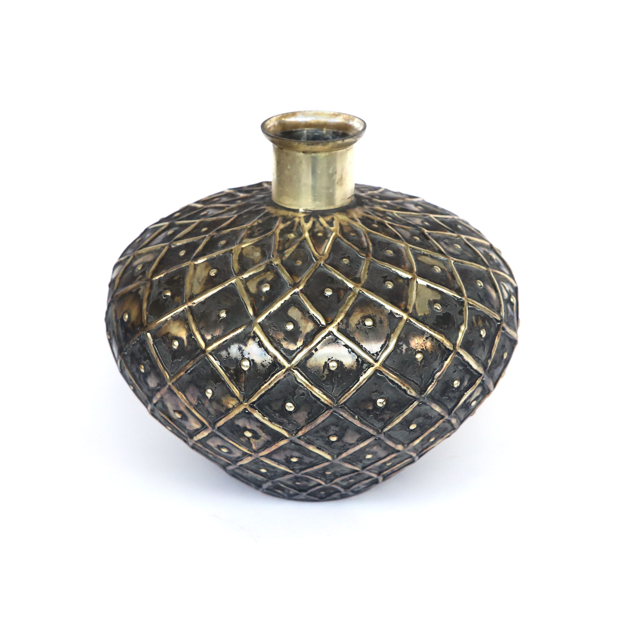 Glasvase 'Netz', antik gold-schwarz, Ø 31 cm, H 27 cm von fischer's lagerhaus