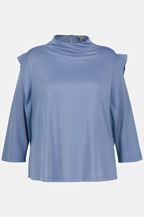 Shirt, Schulterpolster, Stehkragen, Zipper, 3/4-Arm