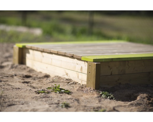 Luxe zandbak van sparrenhout inclusief deksel, 117x117x38,5 cm, naturel groen