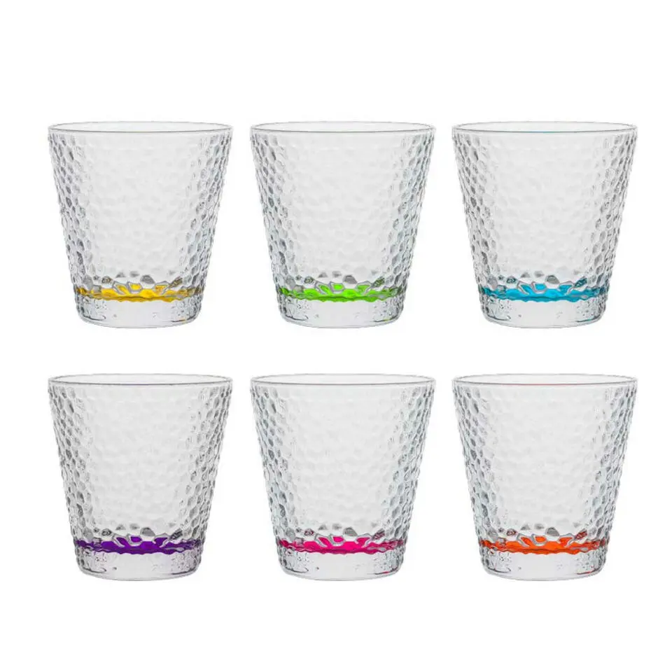 Vivalto Waterglazen/drinkglazen - 6x - kleurenmix - 310 ml - 9 cm