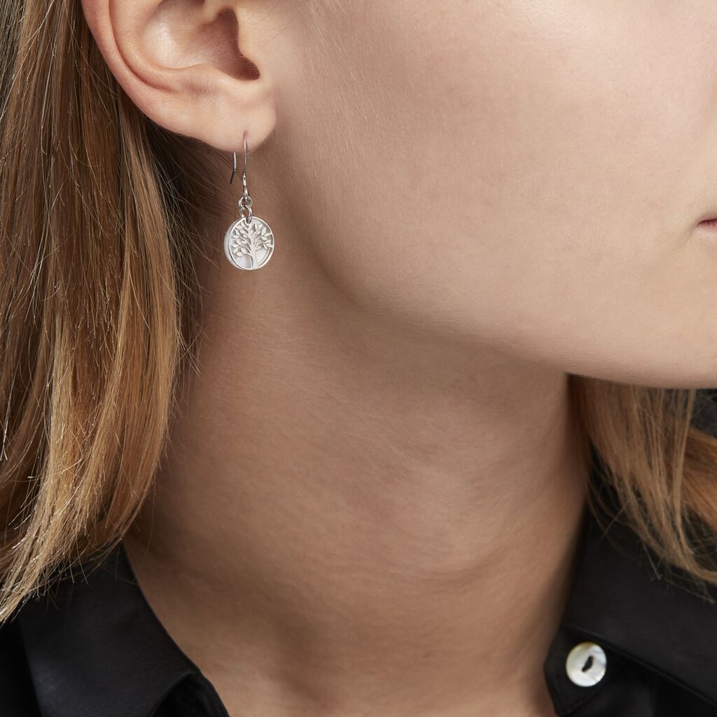 Boucles D'oreilles Pendantes Argent Blanc Sofee Nacress