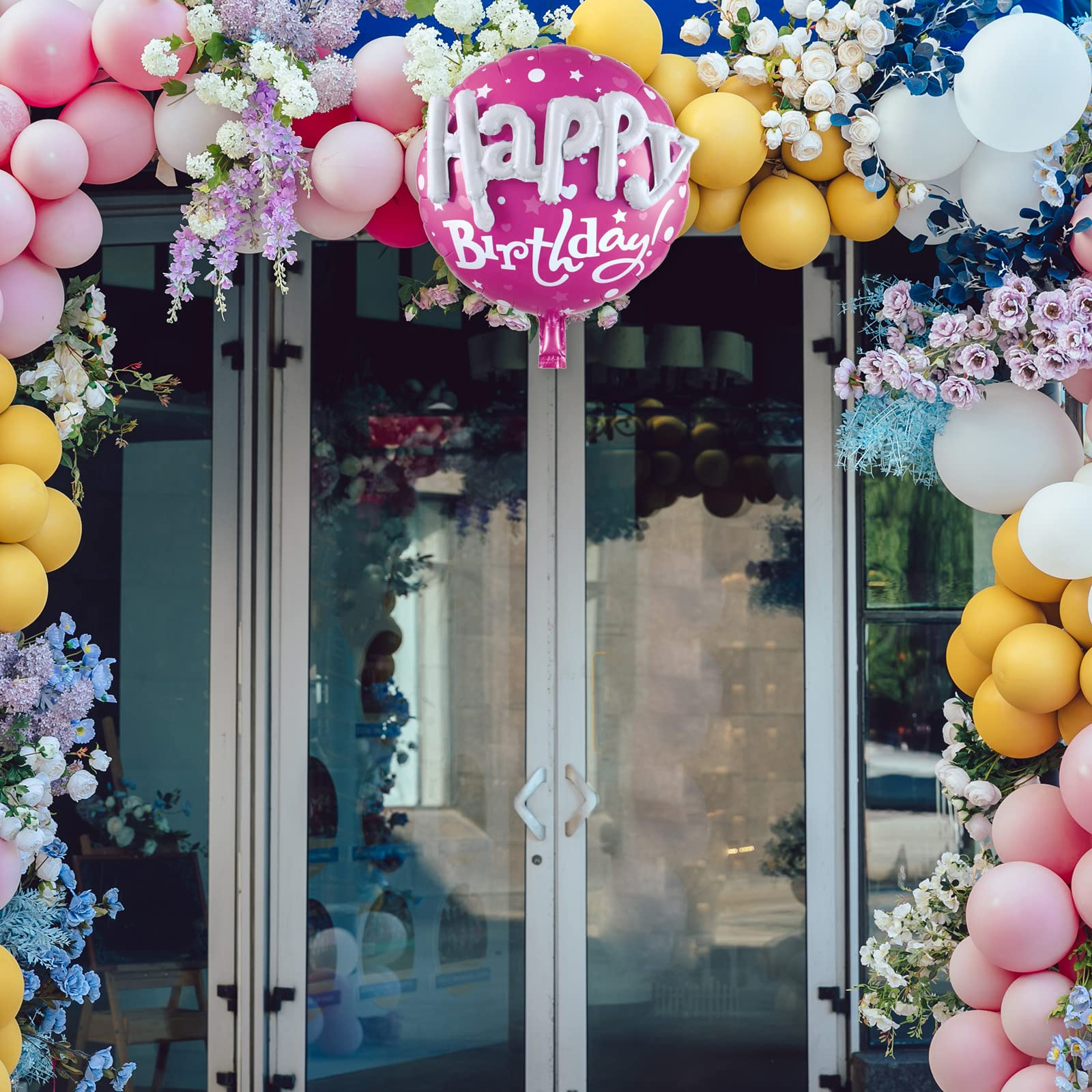 (9er Set) 3D Happy Birthday Folien Ballon Geburtstag Party Deko Luftballon - Pink