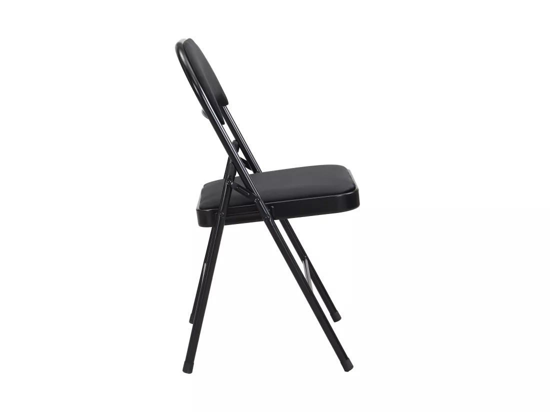 Lot de 2 chaises pliantes en velours et métal - Noir - ORTENSIA