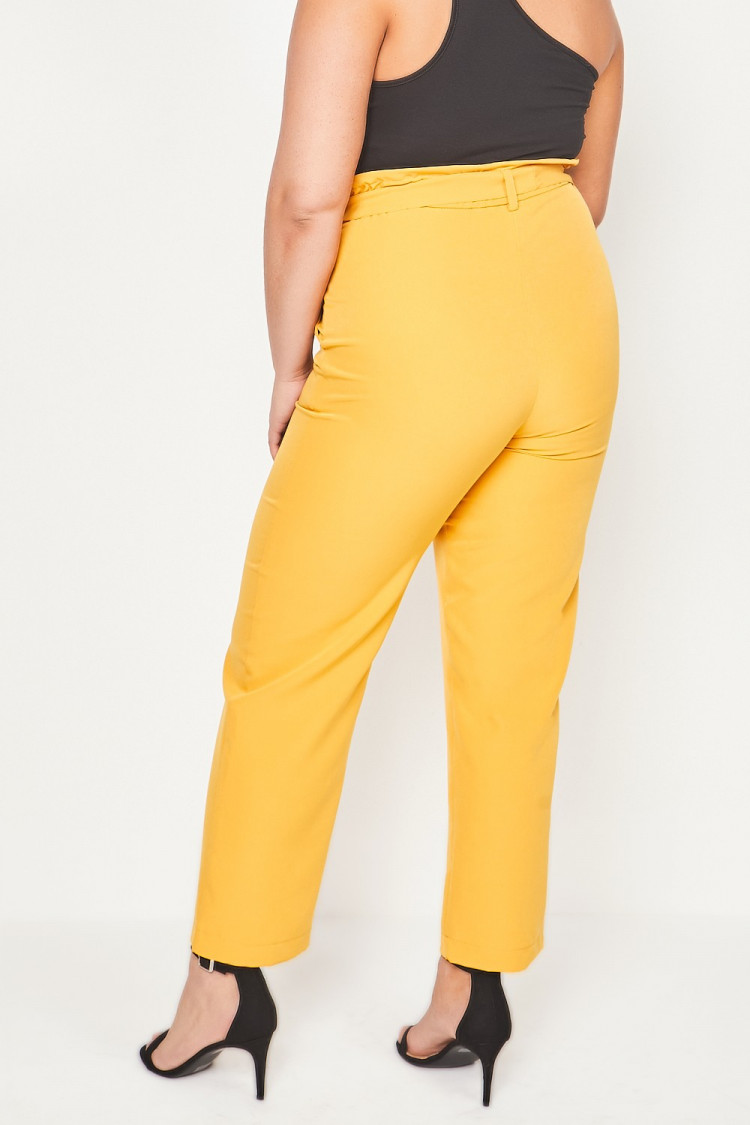 Pantalon Paperbag moutarde uni