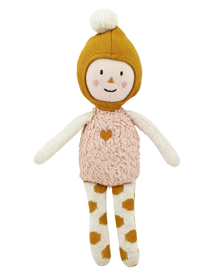 Strick-Puppe ELLY (30cm) in rosa/ocker