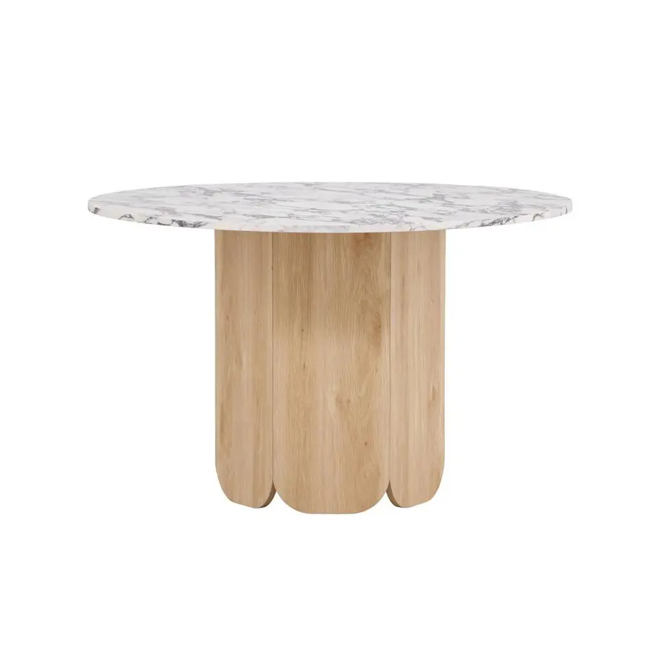 Svea - Schneider ronde eettafel - ø120 cm - marmerlook/naturel