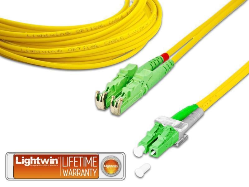 Lightwin LWL-Patchkabel SM E2000/APC – LC/APC, OS2, Duplex, Singlemode E2000/APC-LC/APC Duplex OS2 1 m