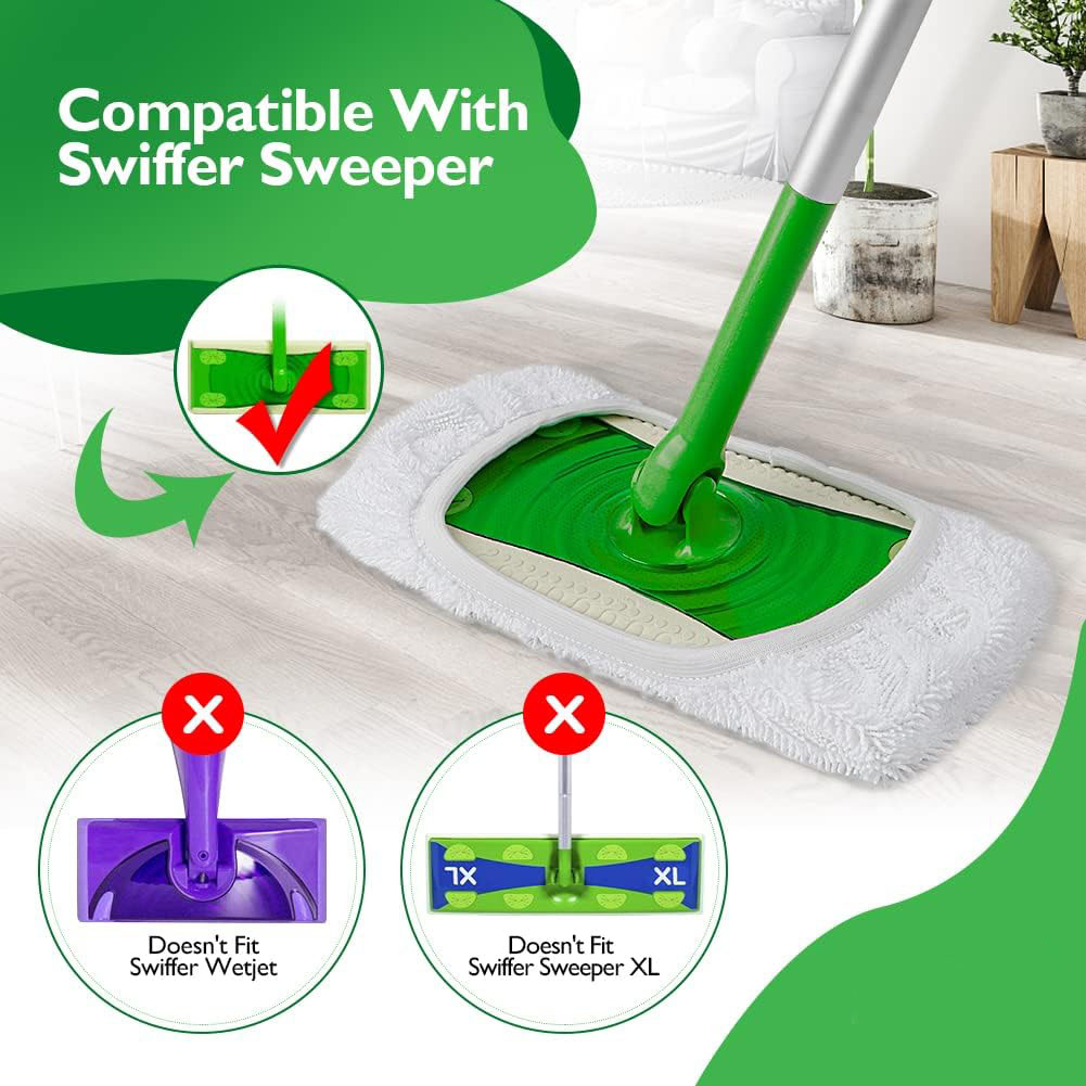 (26x11cm) Ersatz Mikrofaser Pad Wiederverwenbares Reingungs Tuch für Swiffer Boden Wischmopp - Grün