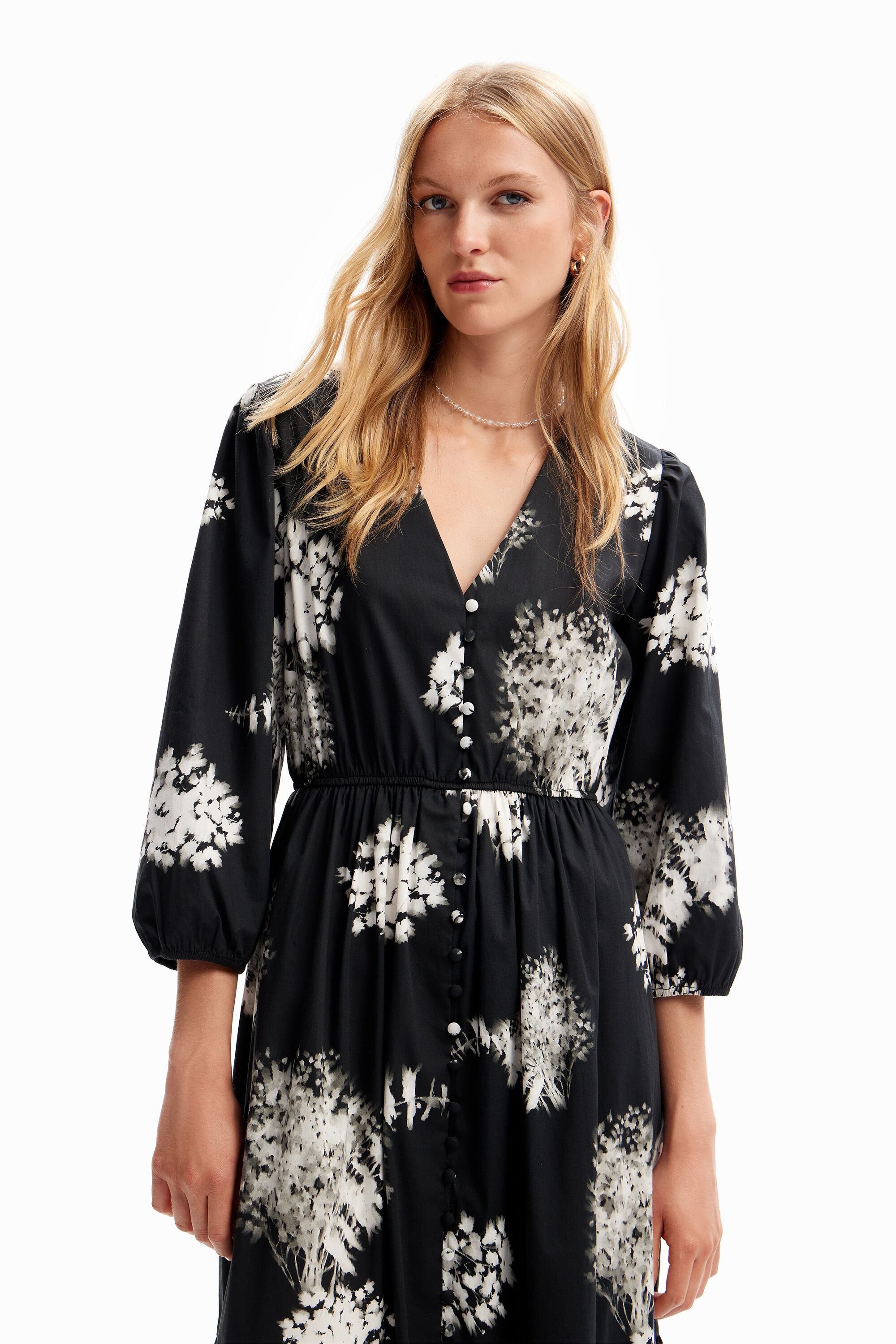 Robe chemise midi fleurs