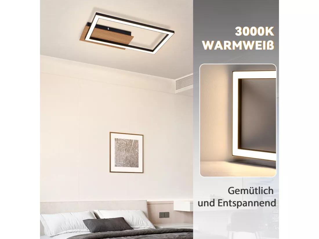 NETTLIFE plafonnier LED plafonnier moderne 12W bois 3000K