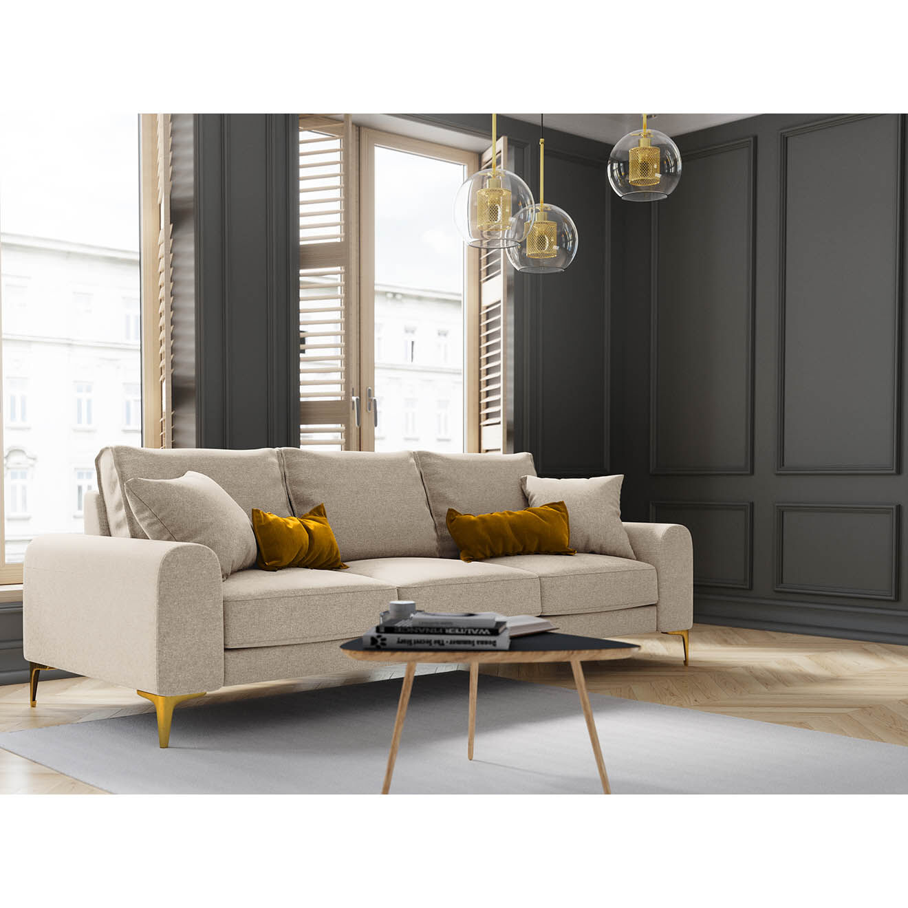 Mazzini Sofas Canapé 3 places Madara beige - 222x102x90 cm