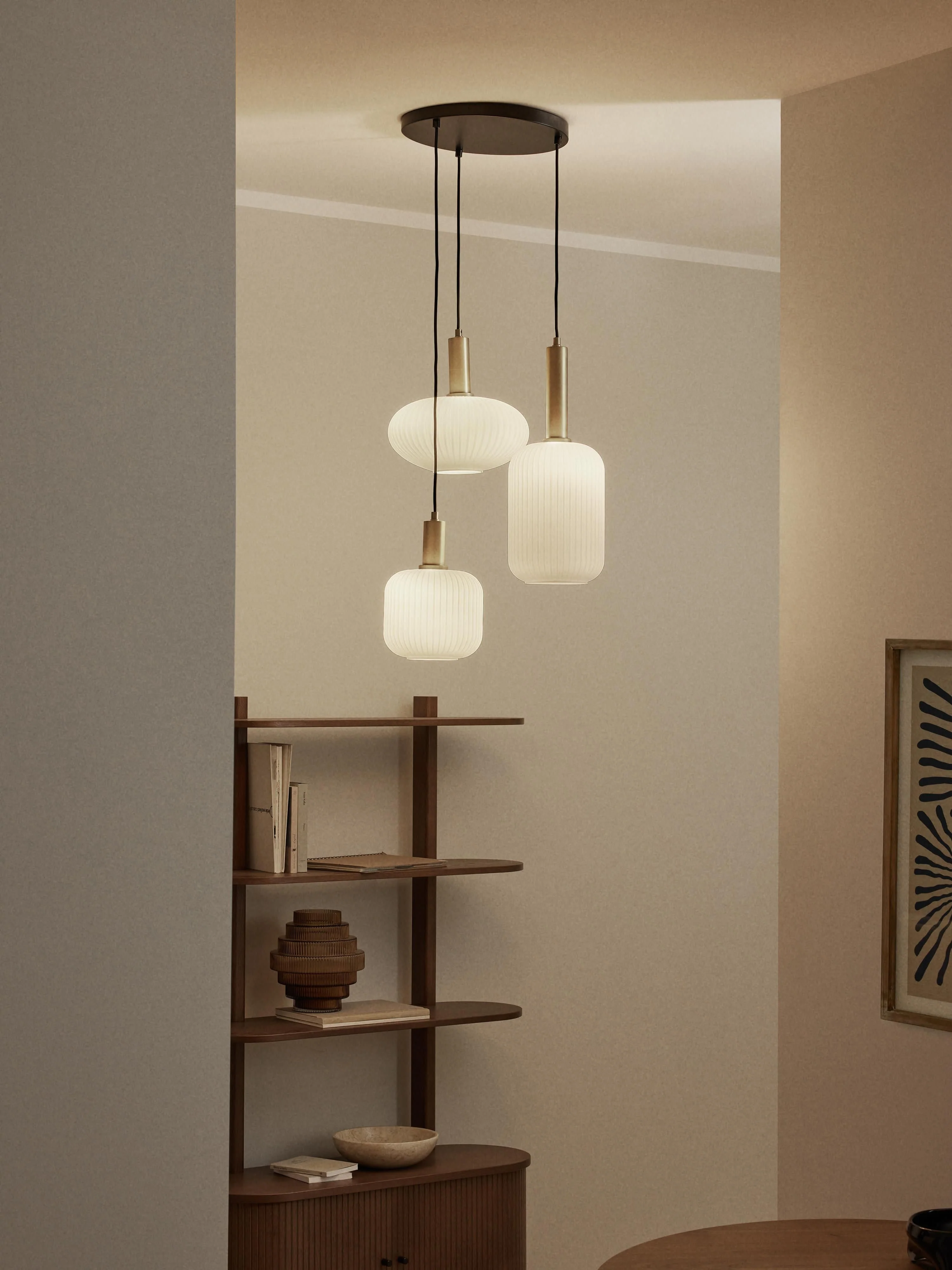 Cluster hanglamp Candela van opaalglas
