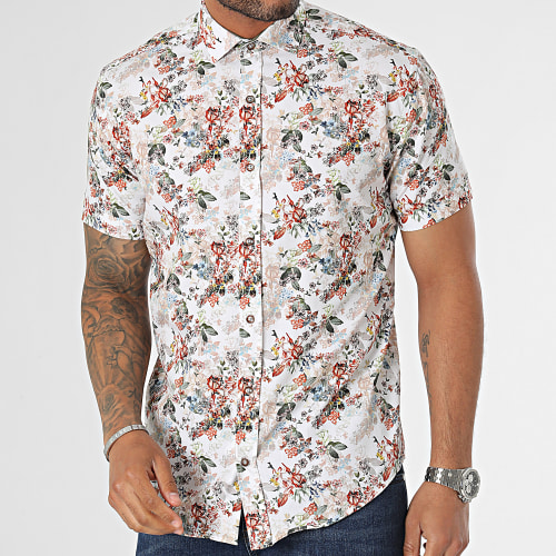 Chemise Manches Courtes Blanc Floral