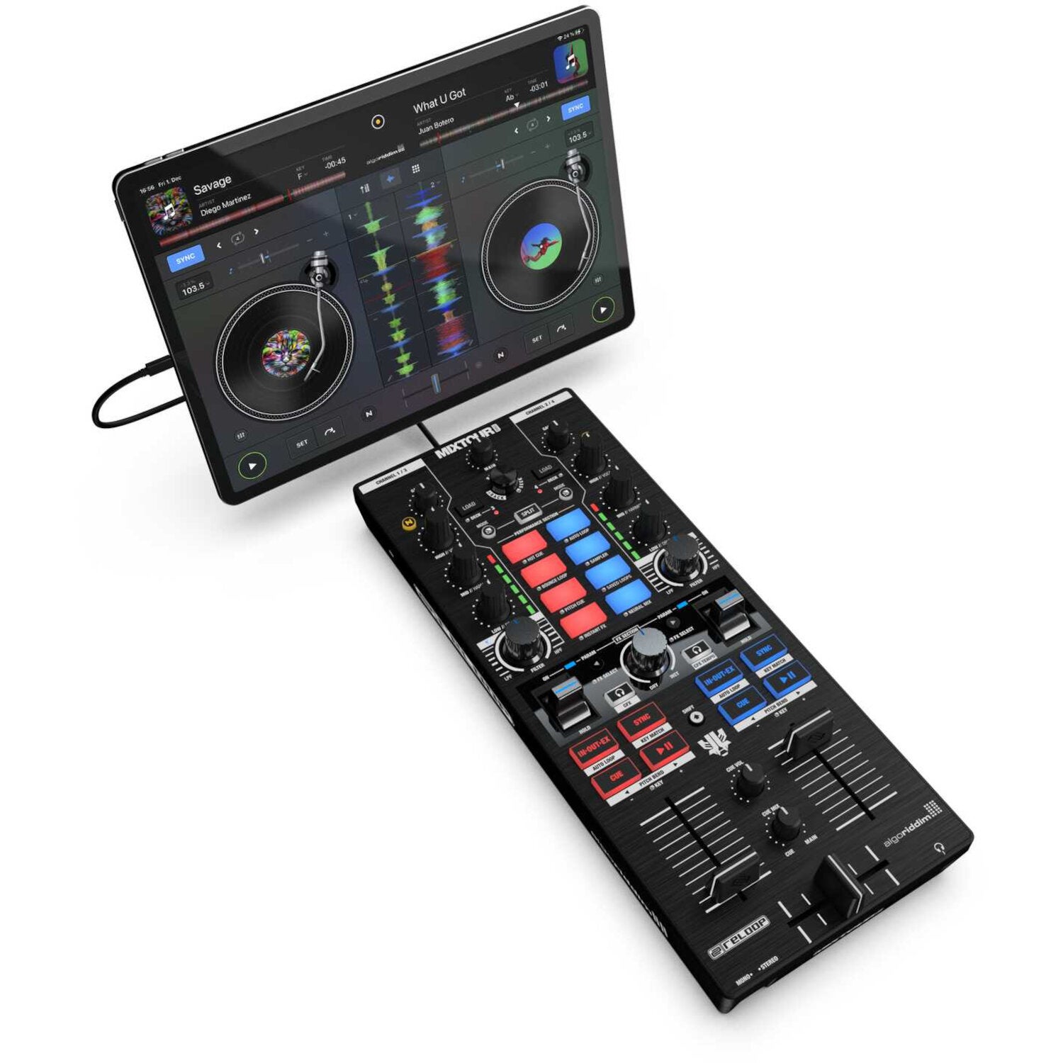 Reloop Mixtour Pro portable 4-decks DJ-controller voor Algoriddim