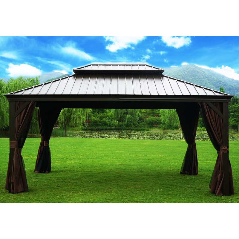 Gazebo de alumínio Alexander para pátio, 4,88 m de largura x 3,66 m de profundidade