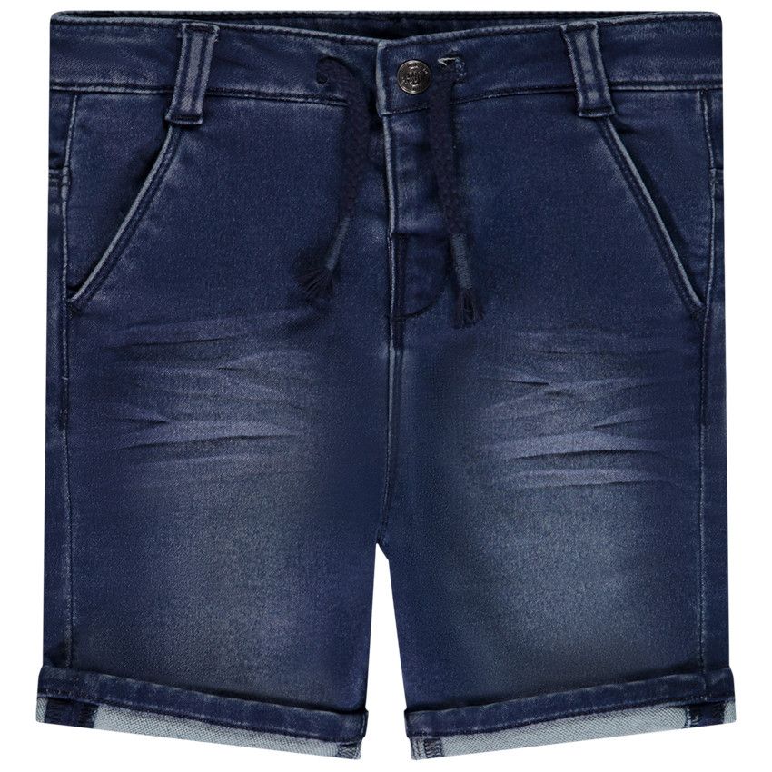 Bermuda effet jean et cordon pour bébé garçon - Bleu