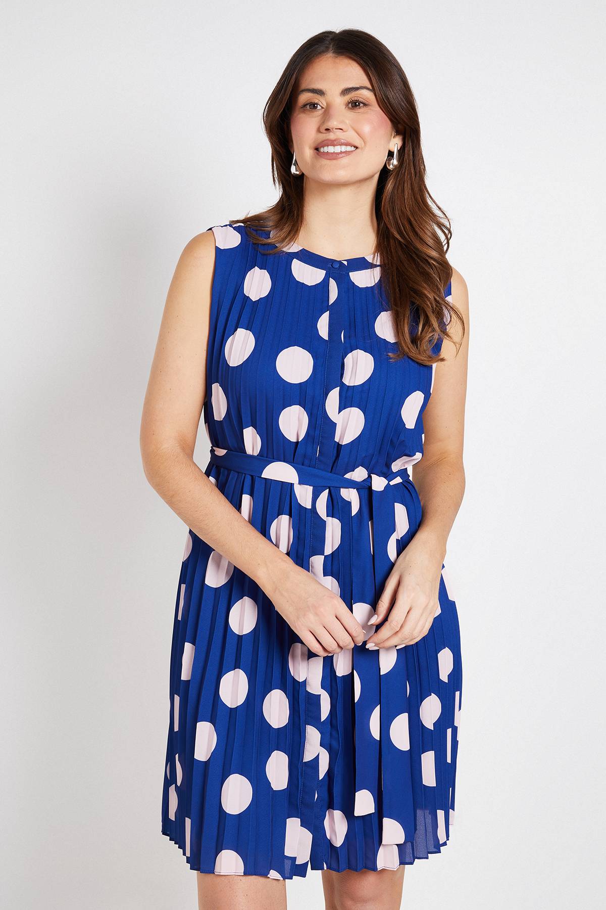 Wallis Robe Droite Plissée À Pois