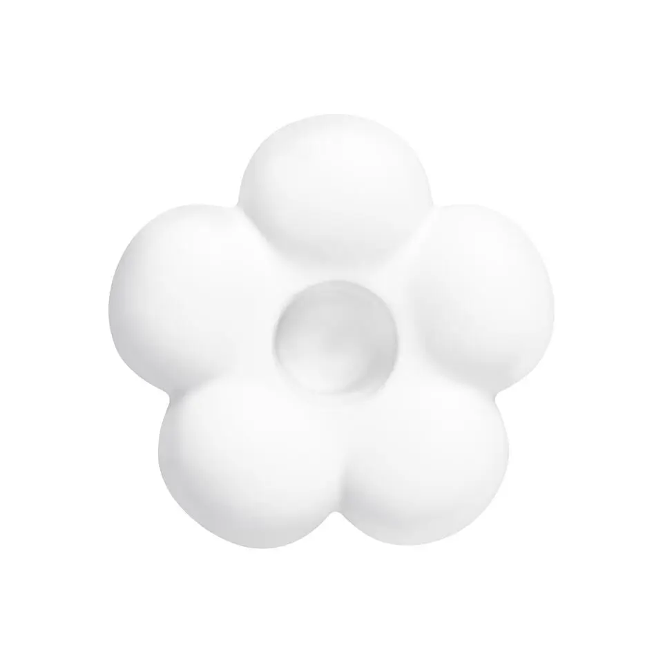 QUVIO Kandelaar bloemvorm - Klein - Keramiek - ø8,7 cm - Wit