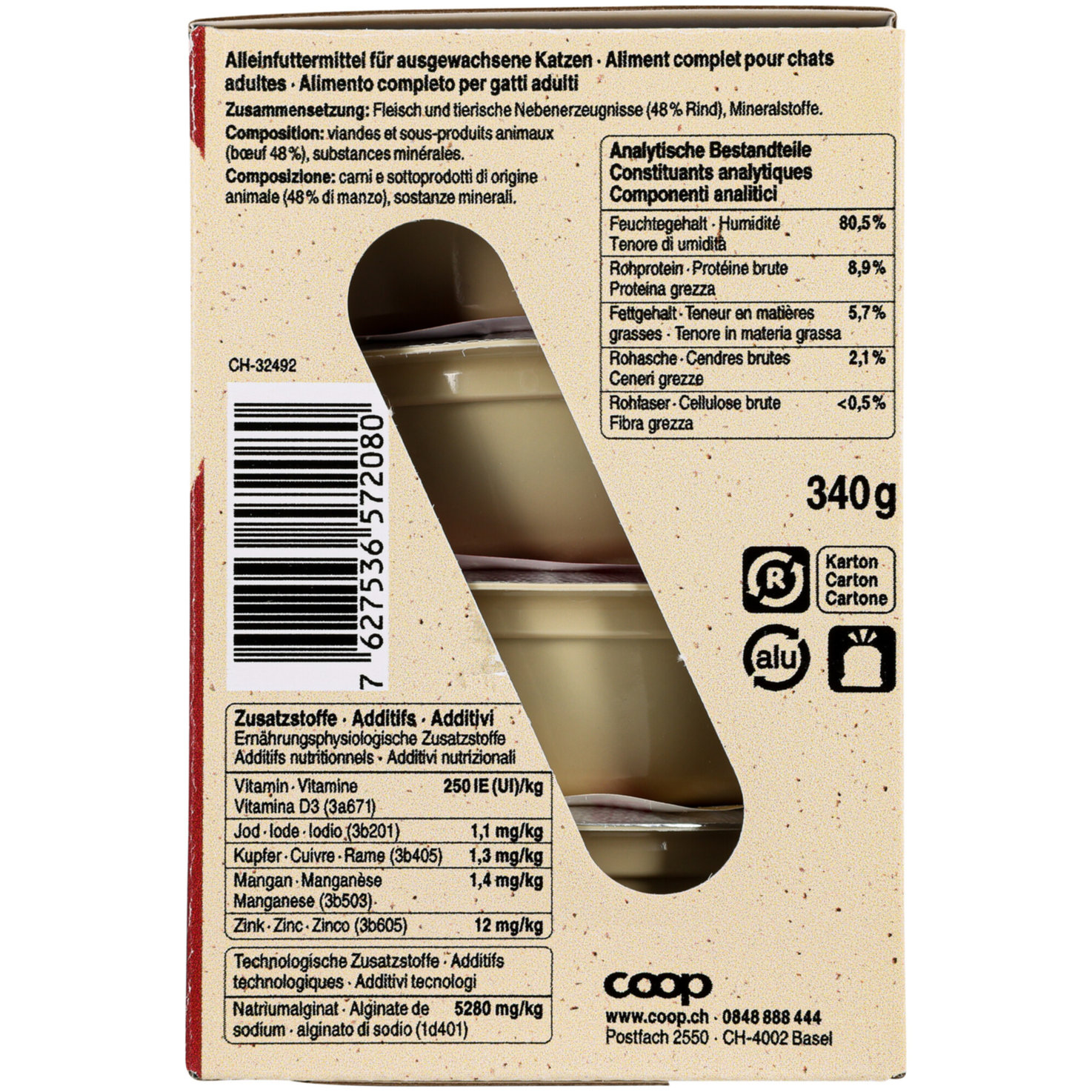 Naturaplus Katzenfutter Ragout Rind 4x85g