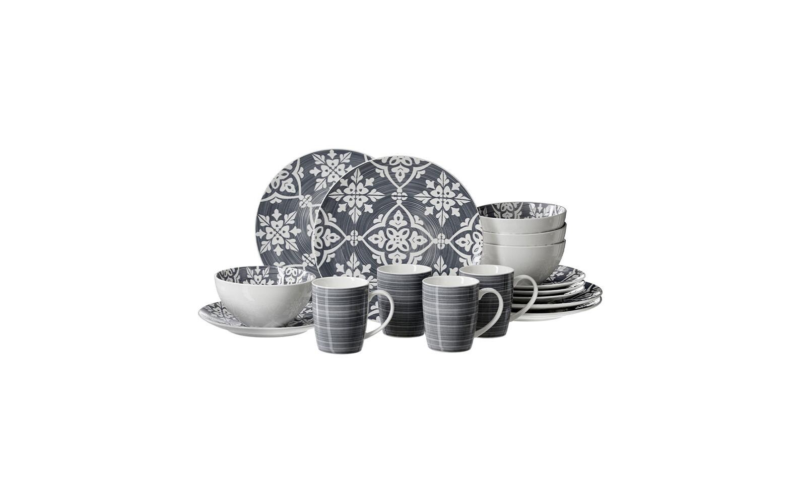 Frühstücks- & Dessertteller Salina 16-teilig, Rauchblau<br>Frühstücksset