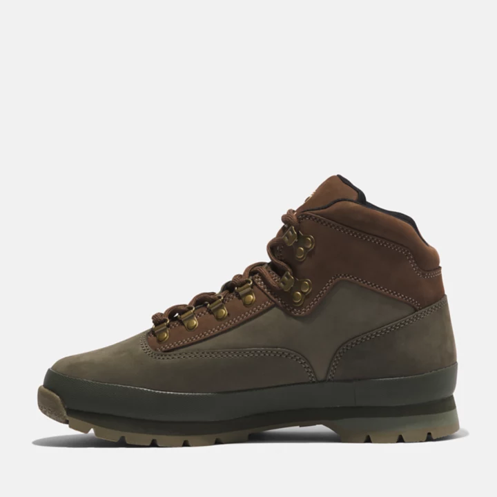Bota de couro Euro Hiker masculina na cor verde-escura