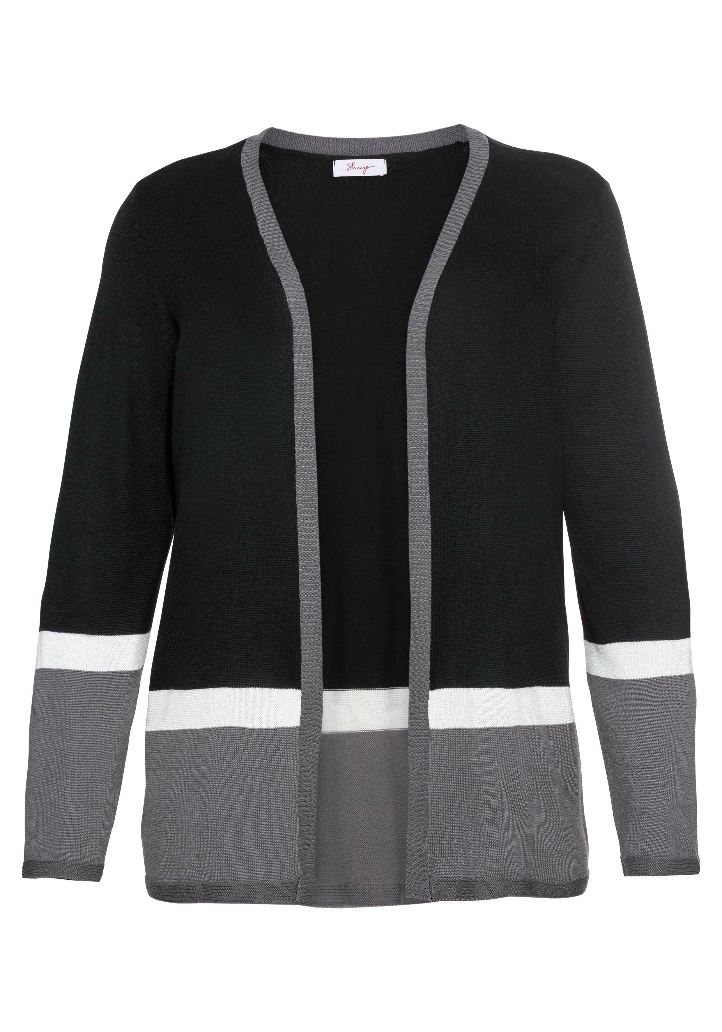 Strickjacke im Colourblocking-Stil, in offener Form