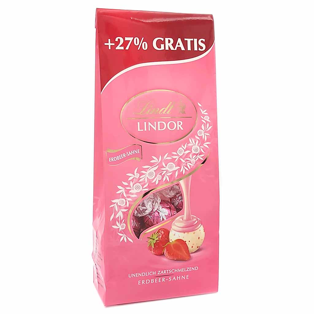 Lindt Lindor Kugeln Erdbeer-Sahne +27% Gratis 173g MHD:30.1.25