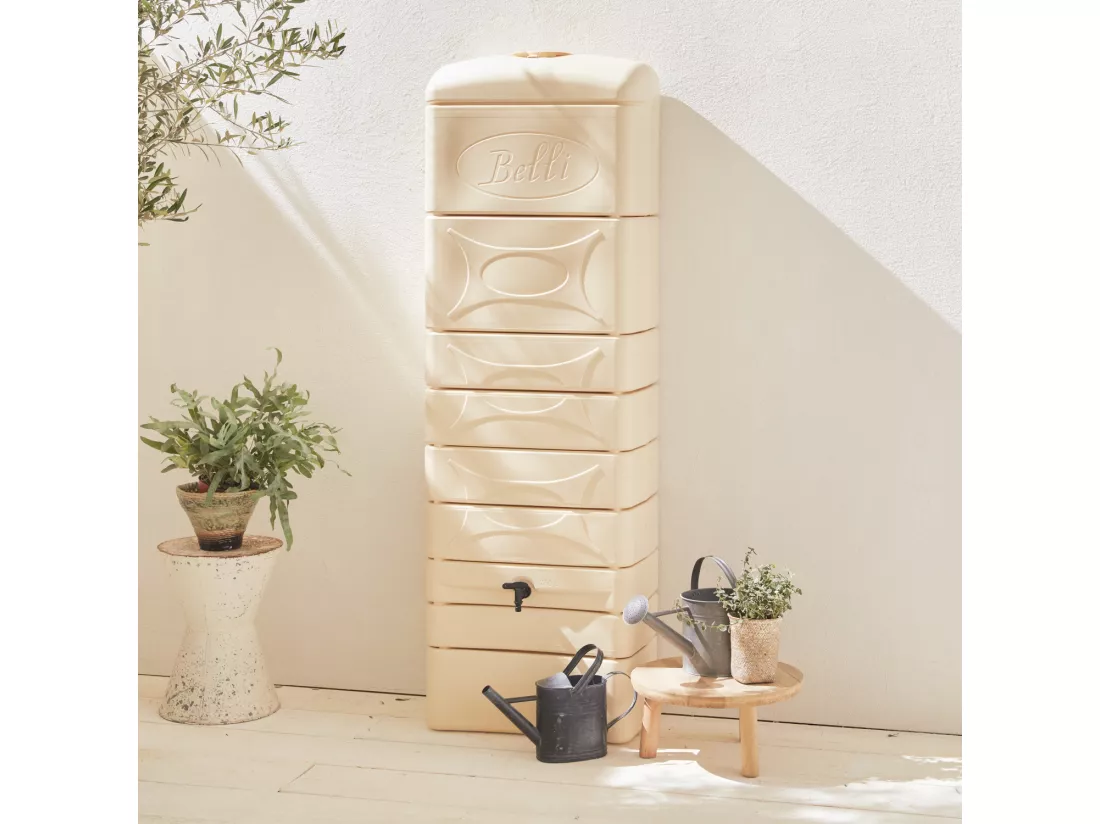 Récupérateur d'eau mural Chastang 300L Beige avec kit raccord chéneau inclus