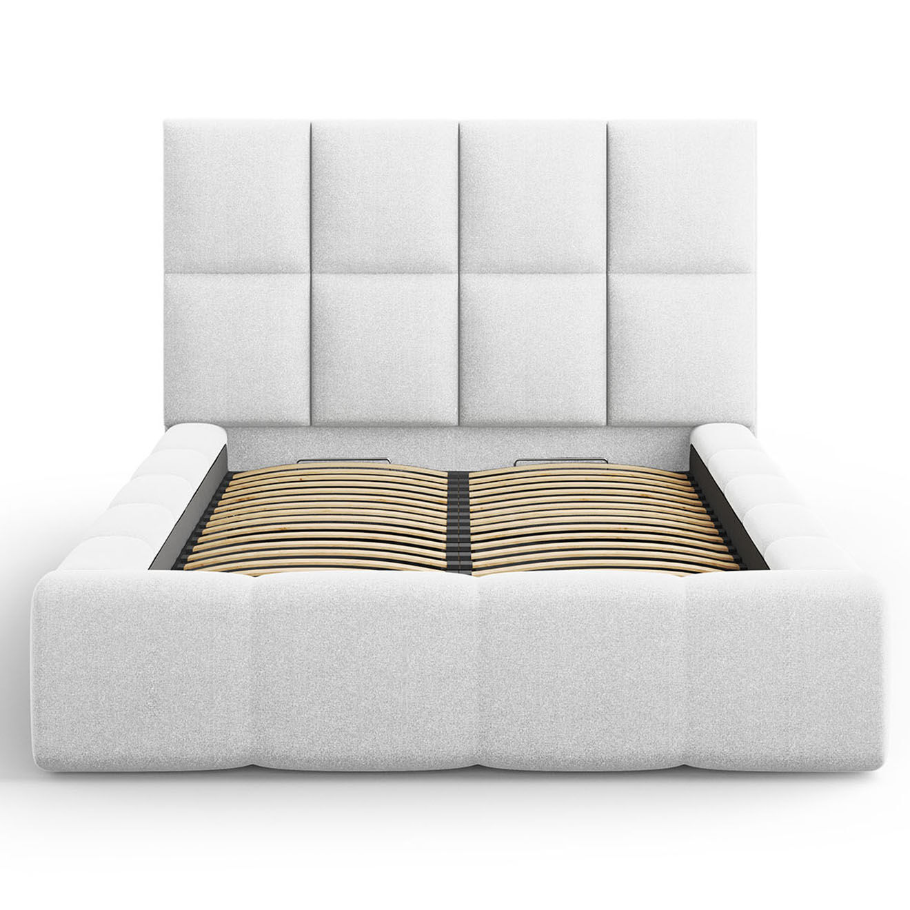 Maison Héritage Lit avec coffre de rangement Isa gris clair froid - 230x165x125 cm