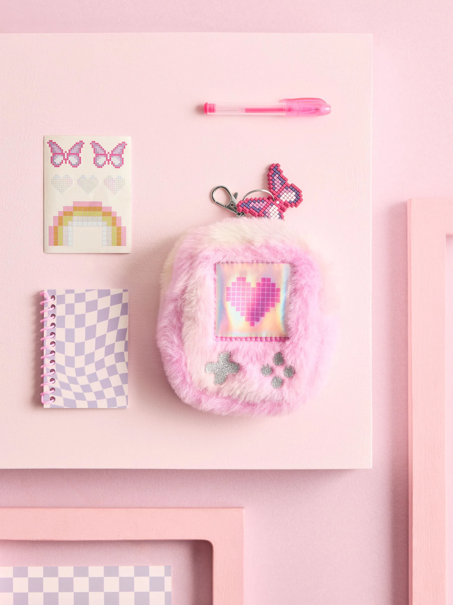 Imitatiebont mini-stationery set sleutelhanger tasbedeltje