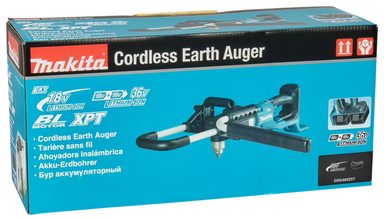 Makita DDG460ZX7 2x18V Li-Ion accu grondboor body incl. adapters - 13mm - koolborstelloos