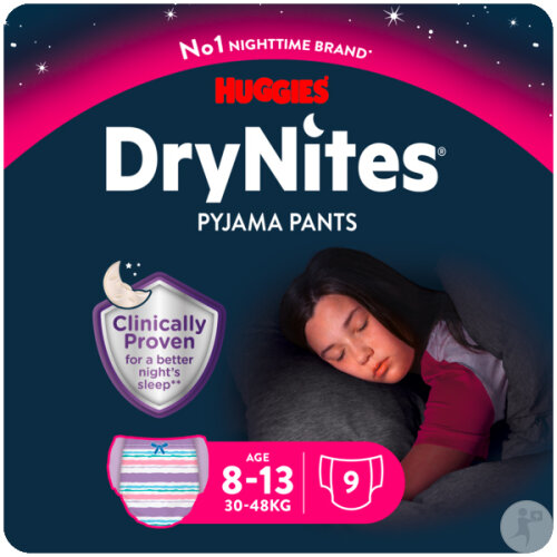 Huggies DryNites Girls 8-13 Ans Culottes Absorbantes Pour La Nuit 9 Pièces