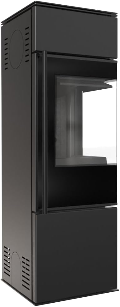 Kratki Kaminofen aus Stahl Eckkamin Ren/S rechts Ø 150 7 kW schwarz BImSchV 2